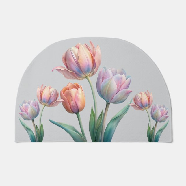 Pastel Tulip Wedding Suite Elegant Typography Doormat (Front)