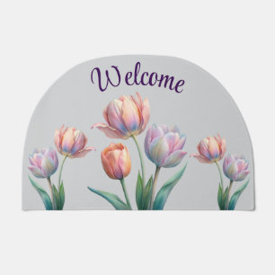 Pastel Tulip Wedding Suite Elegant Typography Doormat