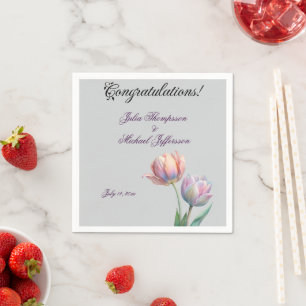 Pastel Tulip Wedding Suite Elegant Typography Napkins