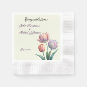Pastel Tulip Wedding Suite Elegant Typography Napkins