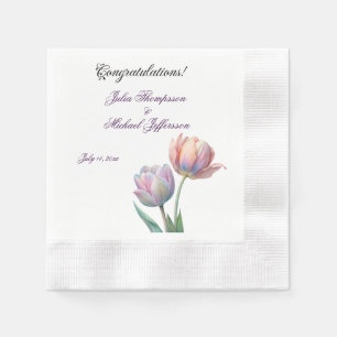 Pastel Tulip Wedding Suite Elegant Typography Napkins