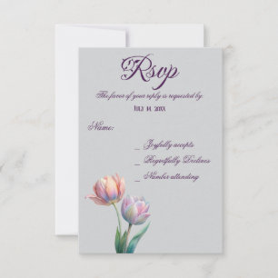 Pastel Tulip Wedding Suite Elegant Typography RSVP Card