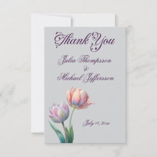 Pastel Tulip Wedding Suite Elegant Typography Thank You Card