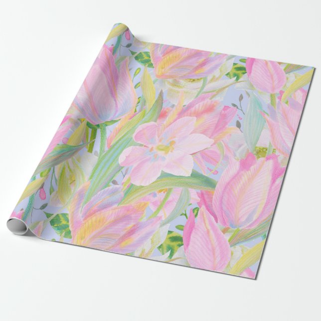 Pastel tulip wrapping paper (Unrolled)