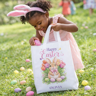 Pastel Tulips Easter Bunny Easter Egg Hunt Bag