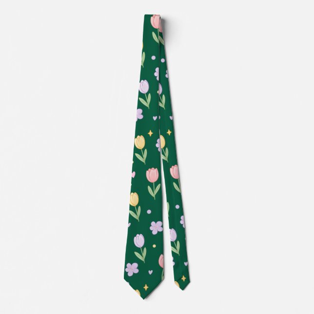 Pastel tulips  neck tie (Front)