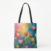 Pastel Tulips watercolor Tote bag