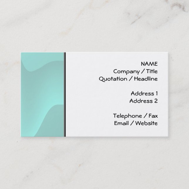 Pastel Turquoise Abstract Swirl Image. Business Card (Front)