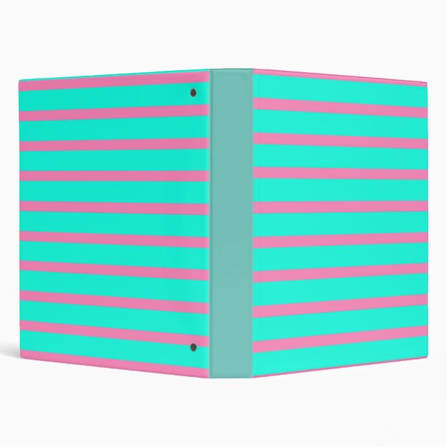 Pastel Turquoise Blue-green And Pink Stripes 3 Ring Binder (Background)