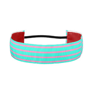 Pastel Turquoise Blue-green And Pink Stripes Athletic Headband