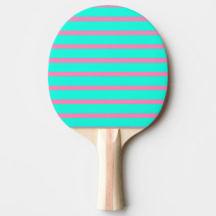 Pastel Turquoise Blue-green And Pink Stripes Ping Pong Paddle