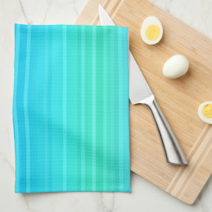 Pastel Turquoise Blue Green Stripes Kitchen Towel