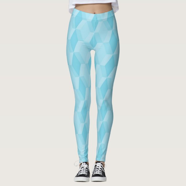 Pastel turquoise diamond pattern leggings (Front)