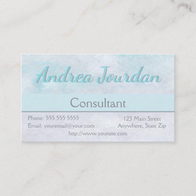 Pastel Turquoise & Grey Business Card (Front)