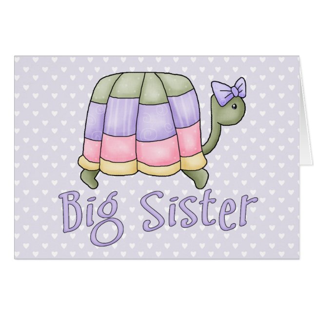 Pastel Turtle Big Sister Blank Card (Front Horizontal)