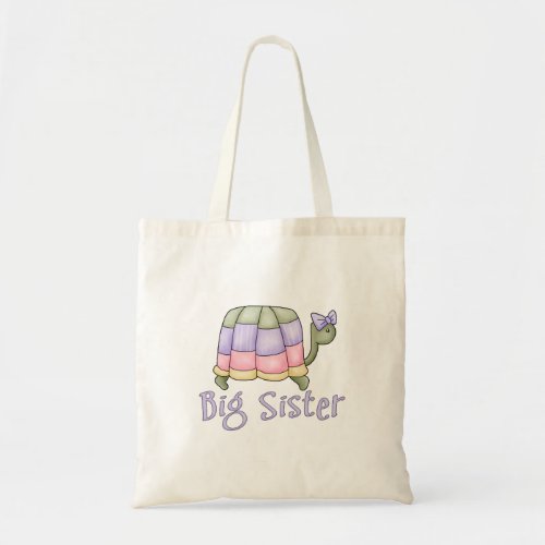 Pastel Turtle Big Sister Large Tote Bag