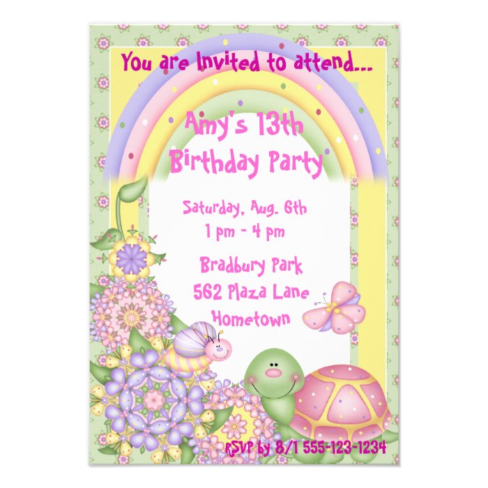Pastel Turtle Birthday Invitations Announcements