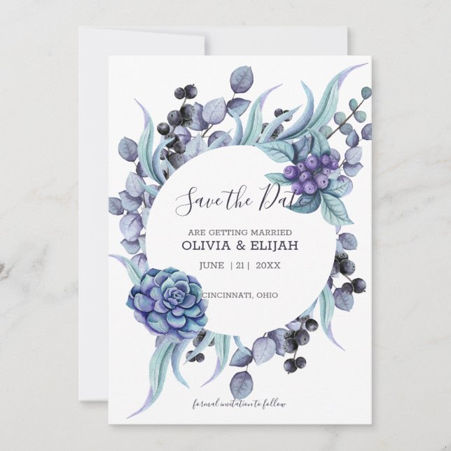 Pastel Twigs And Flowers Save The Date (Front)
