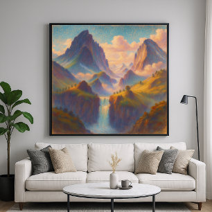 Pastel Twin Peaks - Painterly Style Landscape Art Poster