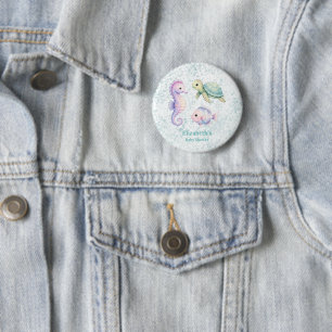 Pastel Under The Sea Baby Shower Favor Button