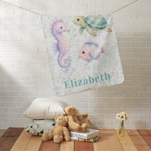 Pastel Under The Sea Baby Shower Gift Blanket