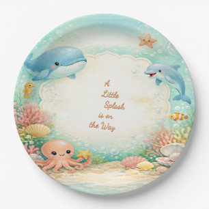 Pastel Under the Sea Boy Blue Baby Shower Party Paper Plates