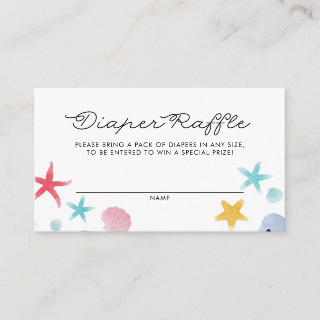 Pastel Under the Sea Shower Diaper Raffle Card (Front)