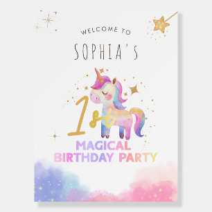 Pastel Unicorn 1st Birthday Party Welcome Sign