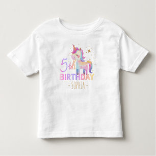 Pastel Unicorn 5th Birthday Party Tee
