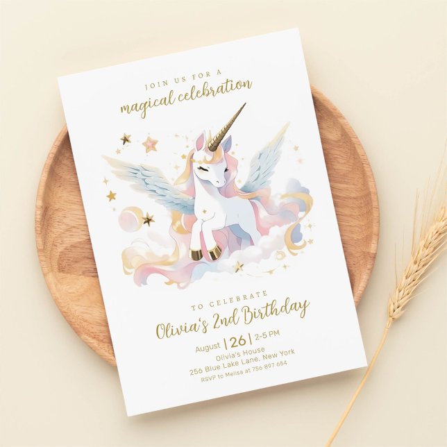 Pastel Unicorn and Rainbow Magical Birthday Invitation (Creator Uploaded)