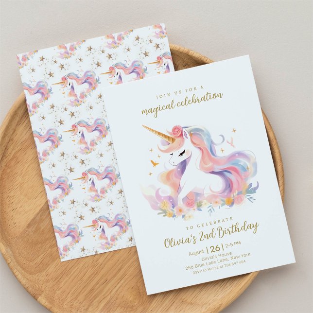 Pastel Unicorn and Rainbow Magical Birthday Invitation (Creator Uploaded)