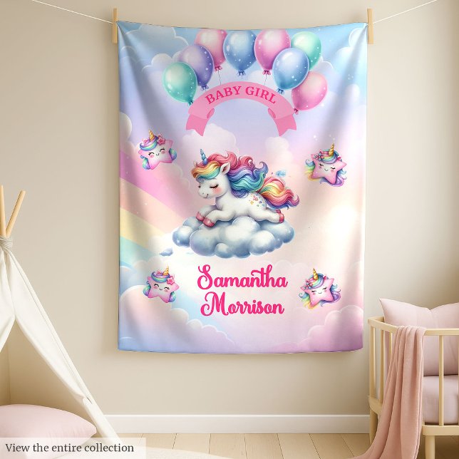 Pastel Unicorn Baby Girl Blanket with Rainbows (Pastel Unicorn Baby Girl Blanket with Rainbows)