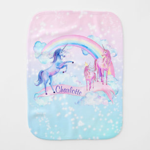 Pastel Unicorn Baby Girl Burp Cloth