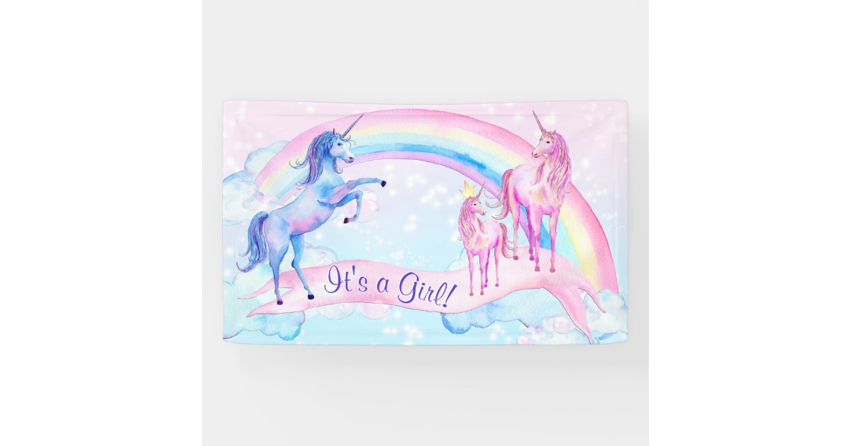 Pastel Unicorn Baby Shower Banner | Zazzle