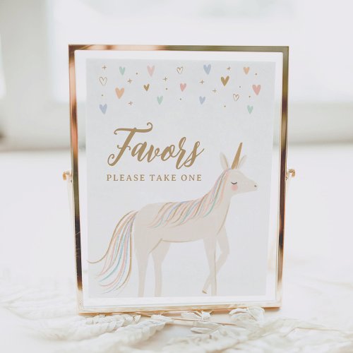 Pastel Unicorn Birthday Favors Sign