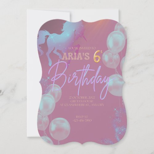 Pastel Unicorn Birthday Invitation 