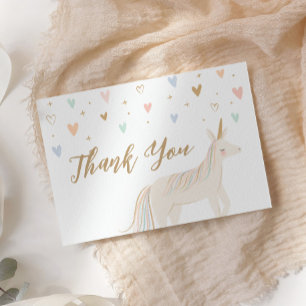Pastel Unicorn Birthday Letterpress Thank You Card