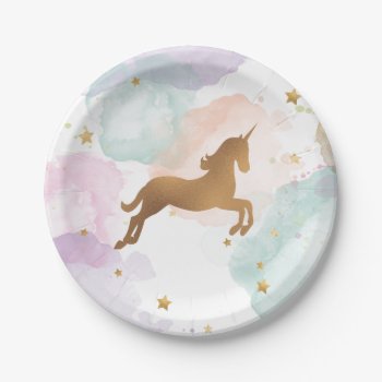 Pastel Unicorn Birthday Party Paper Plate