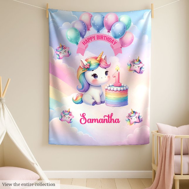 Pastel Unicorn Blanket Girl 1st Birthday Gift (Pastel Unicorn Blanket Girl 1st Birthday Gift)