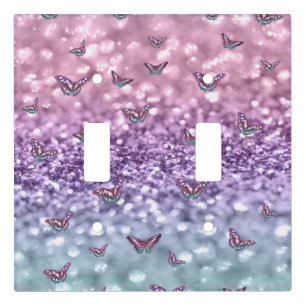 Pastel Unicorn Butterfly Glitter Dream #3 Light Switch Cover
