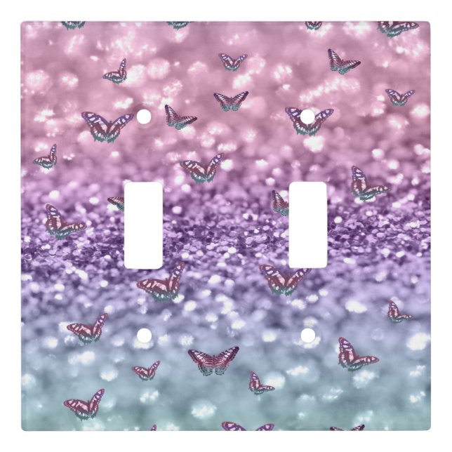 Pastel Unicorn Butterfly Glitter Dream #3 Light Switch Cover (Front)
