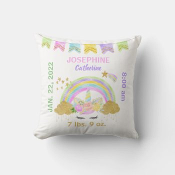 Pastel Unicorn Colorful Rainbow Baby Throw Pillow by Precious_Baby_Gifts at Zazzle