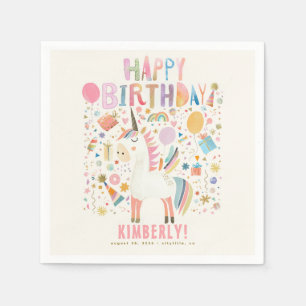 Pastel Unicorn Cute Modern Birthday Party Napkins