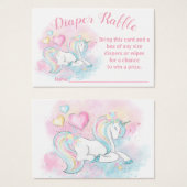 Pastel Unicorn Diaper Raffle Tickets (Front & Back)