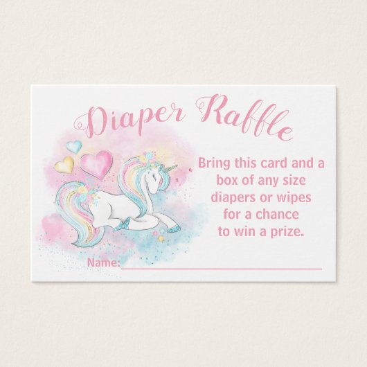 Pastel Unicorn Diaper Raffle Tickets (Front)