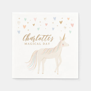 Pastel Unicorn Girl Birthday Napkins