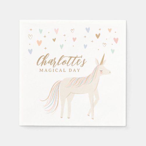 Pastel Unicorn Girl Birthday Napkins