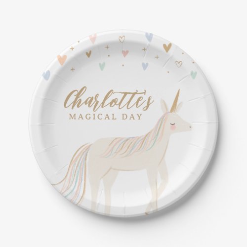 Pastel Unicorn Girl Birthday Paper Plates