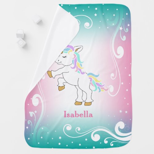 Pastel Unicorn Keepsake Design Baby Blanket