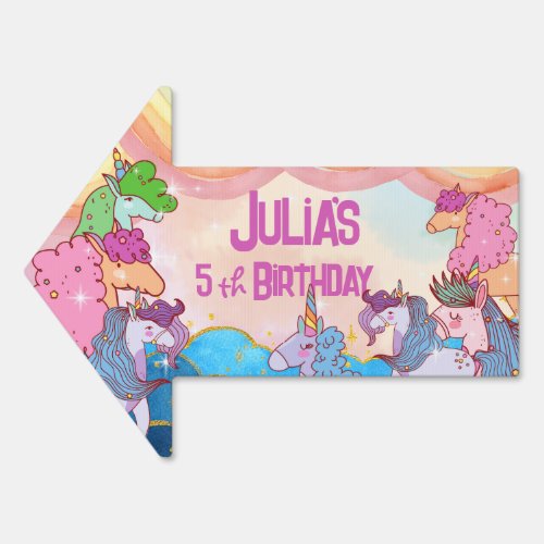 Pastel Unicorn Kids  Birthday   Sign